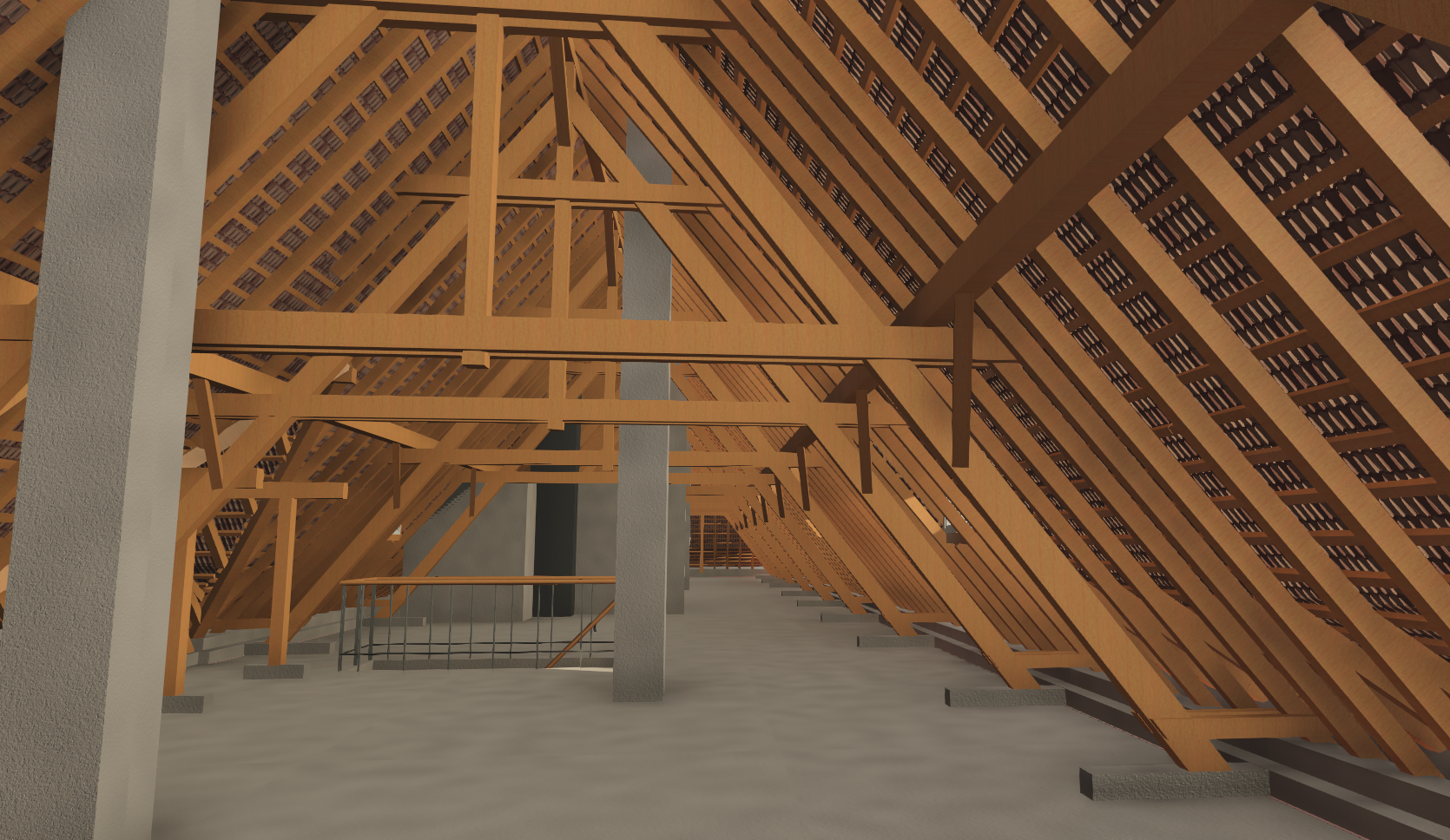 Plan en 3D de la structure intérieur d'un grenier